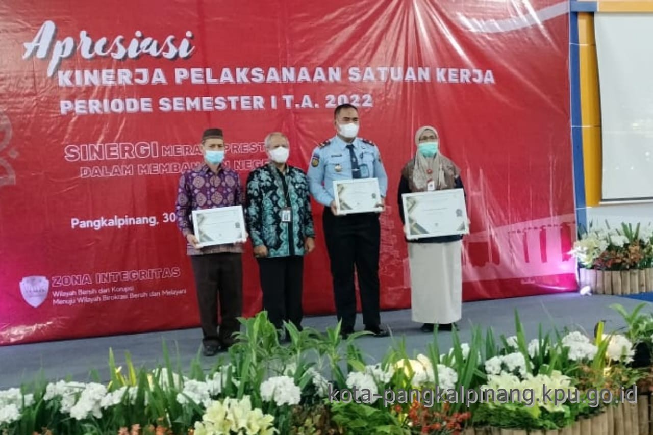 KPU Kota Pangkalpinang Meraih Penghargaan dari KPPN Pangkalpinang